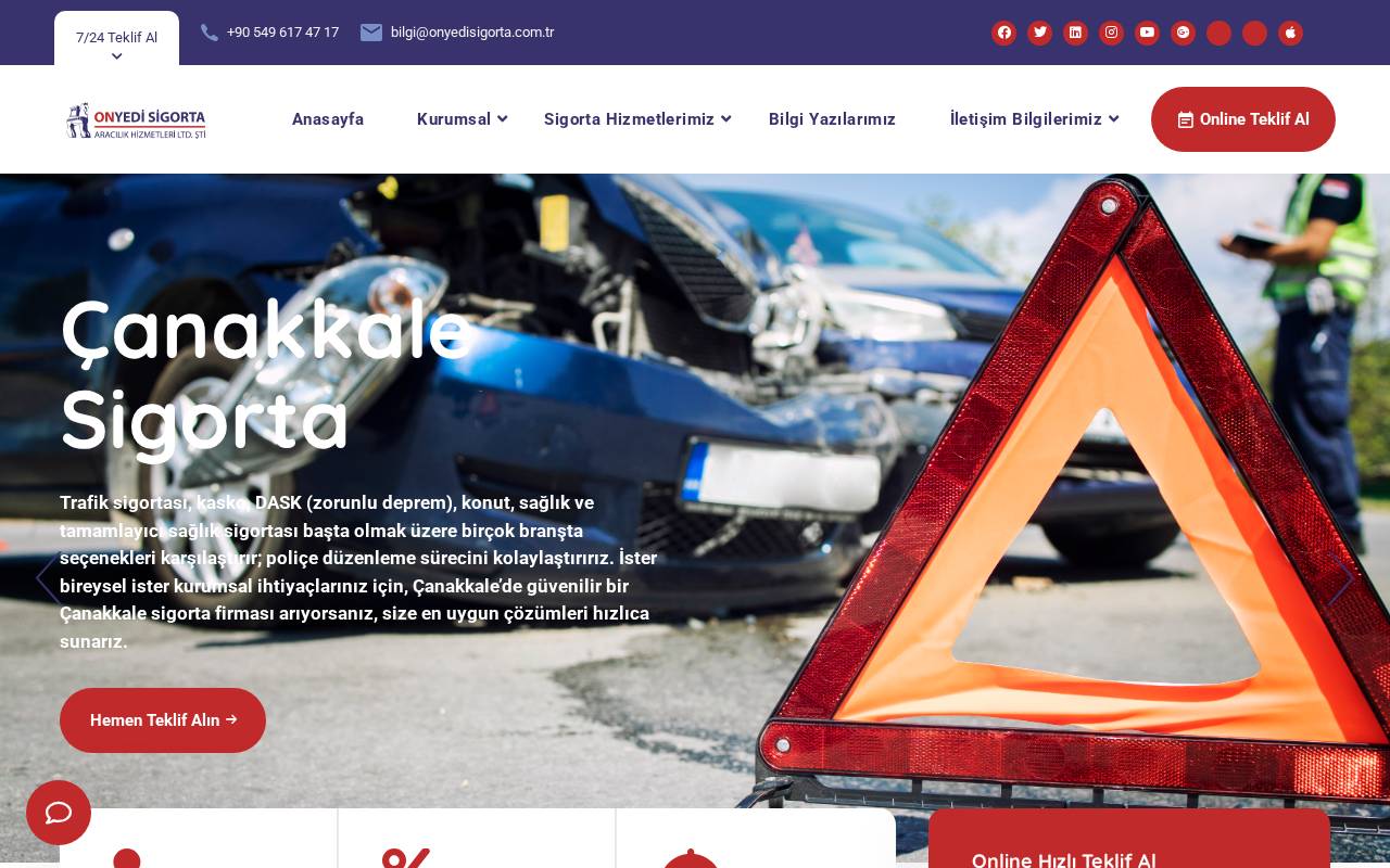Çanakkale Sigorta Acentesi web sitesi tasarımı - Websitesi Yap referansı